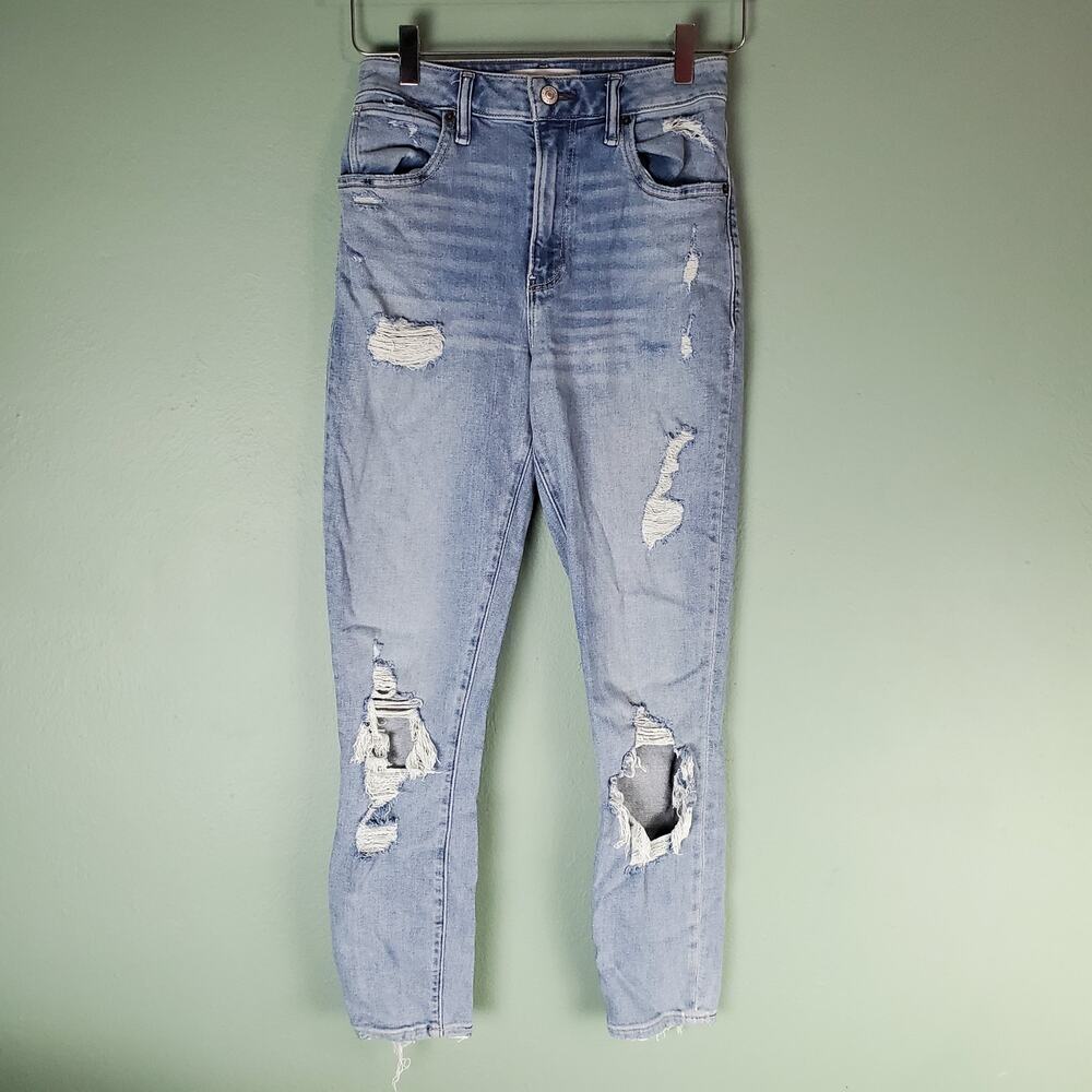 Abercrombie & Fitch Womens Super Skinny Ankle High Rise Distressed Jeans Size 26
